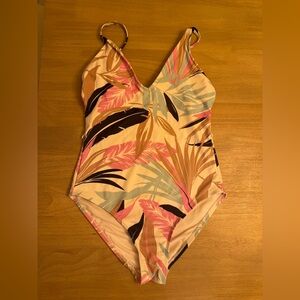 Kona Sol Women’s V-Neck Medium Coverage One Piece Swimsuit Sz small